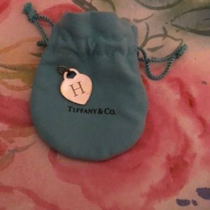 Tiffany Letter H Heart Charm Silver